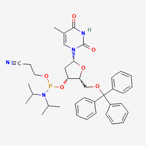 molecular formula C38H45N4O6P B13432413 N(iPr)2P(OCH2CH2CN)(-3)[Trt(-5)]2-deoxy-D-thrPenf(b)-thymin-1-yl 