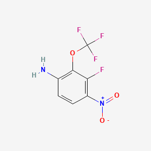 molecular formula C7H4F4N2O3 B13432429 3-Fluoro-4-nitro-2-(trifluoromethoxy)aniline 