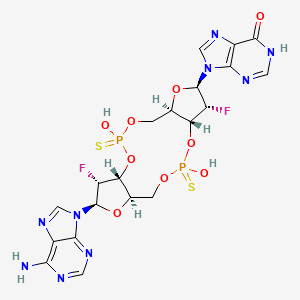 9-[(1R,6R,8R,9R,10R,15R,17R,18R)-17-(6-aminopurin-9-yl)-9,18-difluoro-3,12-dihydroxy-3,12-bis(sulfanylidene)-2,4,7,11,13,16-hexaoxa-3lambda5,12lambda5-diphosphatricyclo[13.3.0.06,10]octadecan-8-yl]-1H-purin-6-one