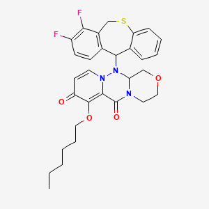 molecular formula C30H31F2N3O4S B13432993 (R)-12-((S)-7,8-Difluoro-6,11-dihydrodibenzo[b,e]thiepin-11-yl)-7-(hexyloxy)-3,4,12,12a-tetrahydro-1H-[1,4]oxazino[3,4-c]pyrido[2,1-f][1,2,4]triazine-6,8-dione 