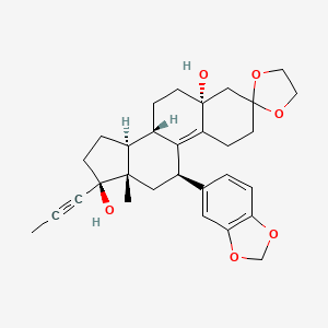 (5'R,8'S,11'R,13'S,14'S,17'S)-11'-(1,3-benzodioxol-5-yl)-13'-methyl-17'-prop-1-ynylspiro[1,3-dioxolane-2,3'-2,4,6,7,8,11,12,14,15,16-decahydro-1H-cyclopenta[a]phenanthrene]-5',17'-diol