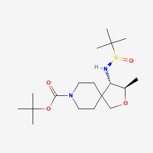 (3R,4S)-tert-butyl 4-((R)-1,1-dimethylethylsulfinamido)-3-methyl-2-oxa-8-azaspiro[4.5]decane-8-carboxylate