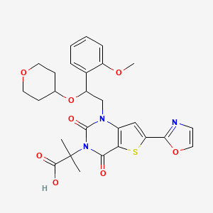 1,4-Dihydro-1-[2-(2-methoxyphenyl)-2-[(tetrahydro-2H-pyran-4-yl)oxy]ethyl]-alpha,alpha-dimethyl-6-(2-oxazolyl)-2,4-dioxothieno[3,2-d]pyrimidine-3(2H)-acetic Acid