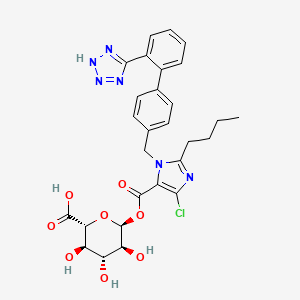 molecular formula C28H29ClN6O8 B13433716 (2R,3R,4R,5S,6S)-6-[2-butyl-5-chloro-3-[[4-[2-(2H-tetrazol-5-yl)phenyl]phenyl]methyl]imidazole-4-carbonyl]oxy-3,4,5-trihydroxyoxane-2-carboxylic acid 