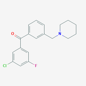molecular formula C19H19ClFNO B1343381 3-氯-5-氟-3'-哌啶甲基二苯甲酮 CAS No. 898793-44-7