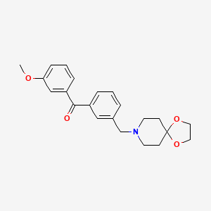 molecular formula C22H25NO4 B1343388 3-[1,4-二氧杂-8-氮杂螺[4.5]癸-8-基甲基]-3'-甲氧基二苯甲酮 CAS No. 898761-41-6