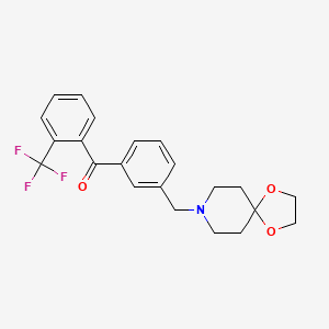 molecular formula C22H22F3NO3 B1343389 3'-[8-(1,4-二氧杂-8-氮杂螺[4.5]癸基)甲基]-2-三氟苯甲酮 CAS No. 898762-03-3