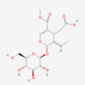 molecular formula C17H24O11 B13433904 2-[(2S,3E)-3-ethylidene-5-methoxycarbonyl-2-[(2S,3R,4S,5S,6R)-3,4,5-trihydroxy-6-(hydroxymethyl)oxan-2-yl]oxy-4H-pyran-4-yl]acetic acid 