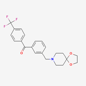 molecular formula C22H22F3NO3 B1343391 3-[8-(1,4-Dioxa-8-azaspiro[4.5]decyl)methyl]-4'-trifluorobenzophenone CAS No. 898762-07-7