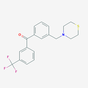 molecular formula C19H18F3NOS B1343394 3-Thiomorpholinomethyl-3'-trifluoromethylbenzophenone CAS No. 898763-46-7