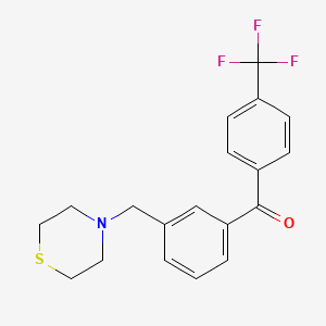 molecular formula C19H18F3NOS B1343395 3-硫代吗啉甲基-4'-三氟甲基二苯甲酮 CAS No. 898763-49-0