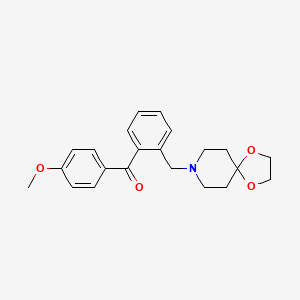 molecular formula C22H25NO4 B1343406 2-[8-(1,4-二氧杂-8-氮杂螺[4.5]癸基)甲基]-4'-甲氧基苯甲酮 CAS No. 898755-82-3