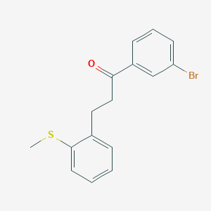 molecular formula C16H15BrOS B1343440 3'-溴-3-(2-硫甲基苯基)丙酮 CAS No. 898754-54-6