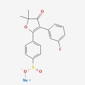 Sodium;4-[3-(3-fluorophenyl)-5,5-dimethyl-4-oxofuran-2-yl]benzenesulfinate