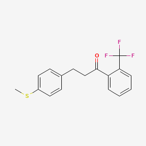 molecular formula C17H15F3OS B1343477 3-(4-硫代甲基苯基)-2'-三氟甲基丙基苯甲酮 CAS No. 898781-53-8