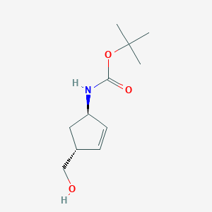 molecular formula C11H19NO3 B13434919 tert-butyl N-[(1R,4R)-4-(hydroxymethyl)cyclopent-2-en-1-yl]carbamate 