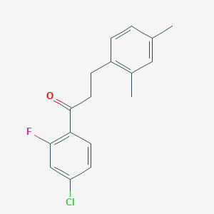 molecular formula C17H16ClFO B1343504 4'-氯-3-(2,4-二甲基苯基)-2'-氟丙基苯甲酮 CAS No. 898794-42-8
