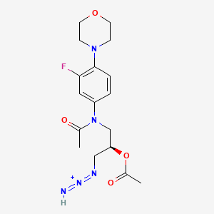 molecular formula C17H23FN5O4+ B13435077 [(2R)-3-(N-acetyl-3-fluoro-4-morpholin-4-ylanilino)-2-acetyloxypropyl]imino-iminoazanium 