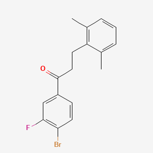 B1343510 4'-Bromo-3-(2,6-dimethylphenyl)-3'-fluoropropiophenone CAS No. 898754-94-4