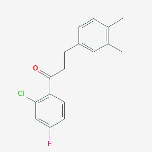 molecular formula C17H16ClFO B1343515 2'-氯-3-(3,4-二甲苯基)-4'-氟丙基苯甲酮 CAS No. 898779-69-6