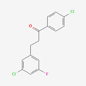 molecular formula C15H11Cl2FO B1343520 4'-氯-3-(3-氯-5-氟苯基)丙酮 CAS No. 898750-55-5