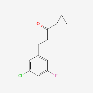molecular formula C12H12ClFO B1343525 2-(3-氯-5-氟苯基)乙基环丙基甲酮 CAS No. 898751-64-9