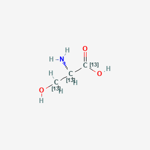 molecular formula C3H7NO3 B13435325 (2S)-2-amino-3-hydroxy(1,2,3-13C3)propanoic acid 