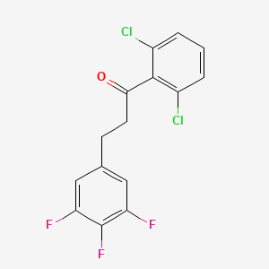molecular formula C15H9Cl2F3O B1343534 2',6'-二氯-3-(3,4,5-三氟苯基)丙基苯甲酮 CAS No. 898778-70-6