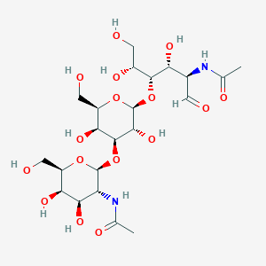 molecular formula C22H38N2O16 B13435435 N-[(2S,3R,4R,5R,6R)-2-[(2S,3R,4S,5S,6R)-2-[(2R,3S,4R,5R)-5-acetamido-1,2,4-trihydroxy-6-oxohexan-3-yl]oxy-3,5-dihydroxy-6-(hydroxymethyl)oxan-4-yl]oxy-4,5-dihydroxy-6-(hydroxymethyl)oxan-3-yl]acetamide CAS No. 138398-63-7