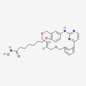 7-[[(16E)-14,19-dioxa-5,7,27-triazatetracyclo[19.3.1.12,6.18,12]heptacosa-1(24),2(27),3,5,8(26),9,11,16,21(25),22-decaen-11-yl]oxy]-N-hydroxyheptanamide