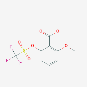 molecular formula C10H9F3O6S B13435588 Benzoic acid, 2-methoxy-6-[[(trifluoromethyl)sulfonyl]oxy]-, methyl ester CAS No. 145645-18-7