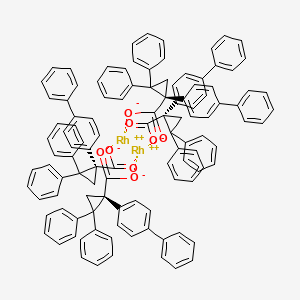 molecular formula C112H84O8Rh2 B13435609 (1R)-2,2-diphenyl-1-(4-phenylphenyl)cyclopropane-1-carboxylate;rhodium(2+) 