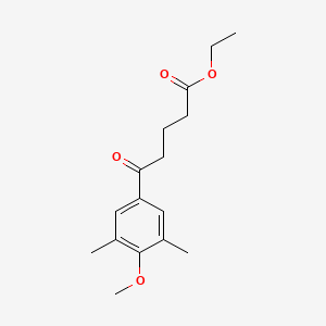 molecular formula C16H22O4 B1343564 Ethyl 5-(3,5-dimethyl-4-methoxyphenyl)-5-oxovalerate CAS No. 898751-02-5