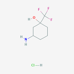 molecular formula C7H13ClF3NO B13435752 3-Amino-1-(trifluoromethyl)cyclohexan-1-ol hydrochloride 