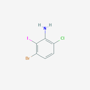 molecular formula C6H4BrClIN B13435916 3-Bromo-6-chloro-2-iodoaniline 