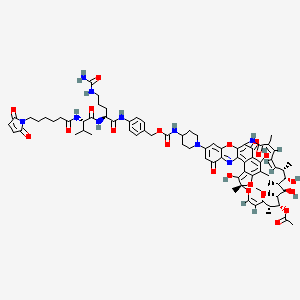 [(7S,9Z,11S,12R,13S,14R,15R,16R,17S,18S,19Z,21Z)-30-[4-[[4-[[(2S)-5-(carbamoylamino)-2-[[(2S)-2-[6-(2,5-dioxopyrrol-1-yl)hexanoylamino]-3-methylbutanoyl]amino]pentanoyl]amino]phenyl]methoxycarbonylamino]piperidin-1-yl]-2,6,15,17-tetrahydroxy-11-methoxy-3,7,12,14,16,18,22-heptamethyl-23,32,37-trioxo-8,27,38-trioxa-24,34-diazahexacyclo[23.11.1.14,7.05,36.026,35.028,33]octatriaconta-1,3,5,9,19,21,25,28,30,33,35-undecaen-13-yl] acetate