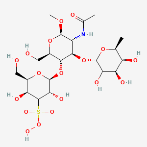 molecular formula C21H37NO18S B13436232 (2S,3S,5S,6R)-2-[(2R,3S,4R,5R,6R)-5-acetamido-2-(hydroxymethyl)-6-methoxy-4-[(2S,4R,5S,6S)-3,4,5-trihydroxy-6-methyloxan-2-yl]oxyoxan-3-yl]oxy-3,5-dihydroxy-6-(hydroxymethyl)oxane-4-sulfonoperoxoic acid 