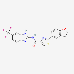 molecular formula C20H13F3N4O2S B13436241 2-(2,3-Dihydrobenzofuran-5-yl)-N-(5-(trifluoromethyl)-1H-benzo[d]imidazol-2-yl)thiazole-4-carboxamide 