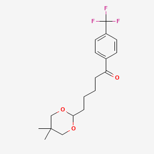 molecular formula C18H23F3O3 B1343625 5-(5,5-二甲基-1,3-二氧杂环-2-基)-4'-三氟甲基戊酰苯酮 CAS No. 898786-71-5