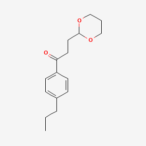 molecular formula C16H22O3 B1343626 3-(1,3-二氧六环-2-基)-1-(4-丙基苯基)丙烷-1-酮 CAS No. 884504-30-7