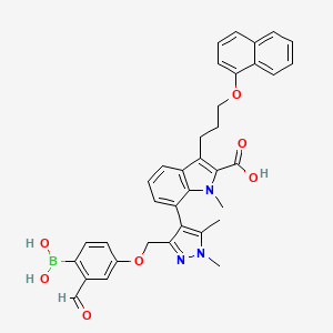 7-(3-((4-borono-3-formylphenoxy)methyl)-1,5-dimethyl-1H-pyrazol-4-yl)-1-methyl-3-(3-(naphthalen-1-yloxy)propyl)-1H-indole-2-carboxylic acid