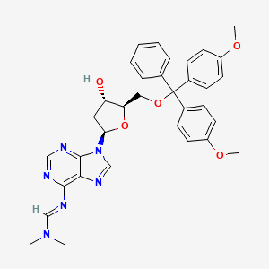 molecular formula C34H36N6O5 B13436612 N'-[9-[(2R,4S,5R)-5-[[bis(4-methoxyphenyl)-phenylmethoxy]methyl]-4-hydroxyoxolan-2-yl]purin-6-yl]-N,N-dimethylmethanimidamide 