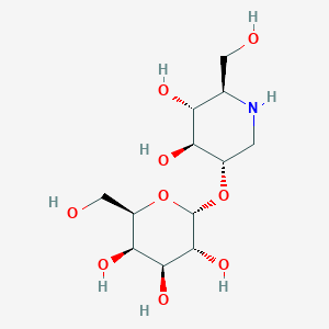 molecular formula C12H23NO9 B13436640 (2S,3R,4S,5R,6R)-2-[(3S,4S,5R,6R)-4,5-dihydroxy-6-(hydroxymethyl)piperidin-3-yl]oxy-6-(hydroxymethyl)oxane-3,4,5-triol CAS No. 155168-05-1