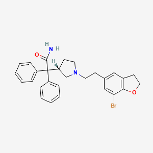 7-Bromo Darifenacin; 3-Pyrrolidineacetamide, 1-[2-(7-bromo-2,3-dihydro-5-benzofuranyl)ethyl]-a,a-diphenyl-, (3S)-; (3S)-1-[2-(7-Bromo-2,3-dihydro-5-benzofuranyl)ethyl]-a,a-diphenyl-3-pyrrolidineacetamide; (S)-2-[1-[2-(7-Bromo-2,3-dihydro-1-benzofuran-5-yl)ethyl]pyrrolidin-yl]