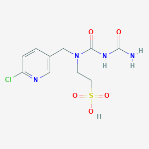 molecular formula C10H13ClN4O5S B13436910 2-(3-Carbamoyl-1-((6-chloropyridin-3-yl)methyl)ureido)ethanesulfonic Acid CAS No. 1418095-27-8