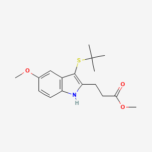 molecular formula C17H23NO3S B13436912 1-(3-(tert-butylthio)-5-methoxy-1H-indol-2-yl)-2-methylpropan-2-yl propionate 