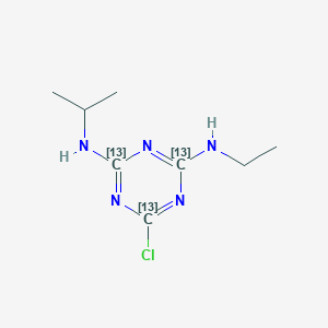 molecular formula C8H14ClN5 B13436920 Atrazine 13C3 (triazine 13C3) 100 microg/mL in Acetone CAS No. 1443685-80-0