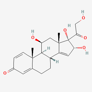 molecular formula C21H26O6 B13436952 11beta,16alpha,17,21-Tetrahydroxy-pregna-1,4,14-triene-3,20-dione 