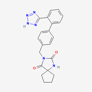 molecular formula C21H20N6O2 B13437113 3-[[4-[2-(2H-tetrazol-5-yl)phenyl]phenyl]methyl]-1,3-diazaspiro[4.4]nonane-2,4-dione 