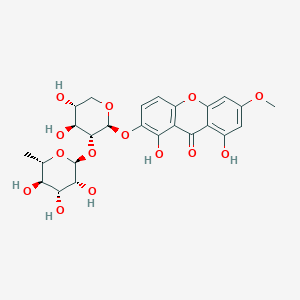 molecular formula C25H28O14 B13437157 2-[(2S,3R,4S,5R)-4,5-dihydroxy-3-[(2S,3R,4R,5R,6S)-3,4,5-trihydroxy-6-methyloxan-2-yl]oxyoxan-2-yl]oxy-1,8-dihydroxy-6-methoxyxanthen-9-one 